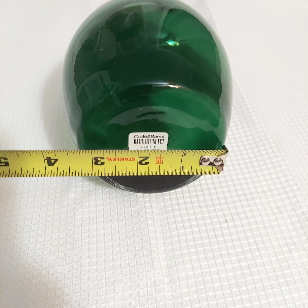 Emerald Diva Crate & Barrel Glass Floral Vase Clear Bottom Poland